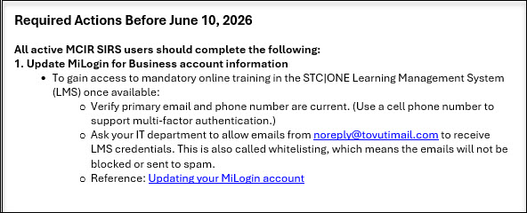 Image_MCIR SIRS Message 1A Partial image of an external email.